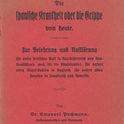 Foto: Titelblatt des Buches "Die spanische Krankheit oder die Grippe von heute, Dr. Emanuel Pochmann"