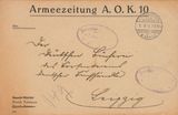 Briefumschlag: 10. Armee an die Deutsche Bücherei