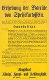 Plakat: Erhebung Speisekartoffelvorräte 1916