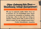 Plakat der Waffenstillstands-Kommission von 1918, Ohne Ordnung kein Brot