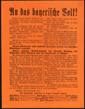 Poster: Appeal issued by the provisional Bavarian government to the Bavarian people, November 8, 1918.