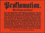 Poster: Proclamation of the Bavarian Republic, by Kurt Eisner, November 1918.