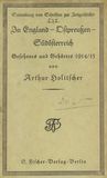 Cover: Arthur Holitscher, In England, Ostpreußen, Südösterreich