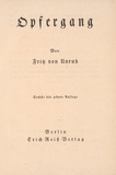 Title page: Fritz von Unruh, Opfergang