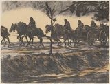 Chalk lithograph: Alois Kolb, Munitionskolonne