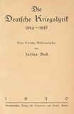Title page: Julius Bab, Kriegslyrik