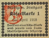 Food stamp for cheese, Stuttgart 1918