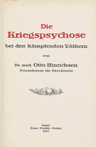 Title page: Otto Hinrichsen, Die Kriegspsychose