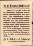 Poster issued by the Worker’s and Soldier’s Council of Kiel, 1918: Gustav Noske calls to adhere to law and order.