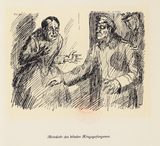 Drawing: Return of a blind prisoner of war by Ida C. Ströver-Wedigenstein.